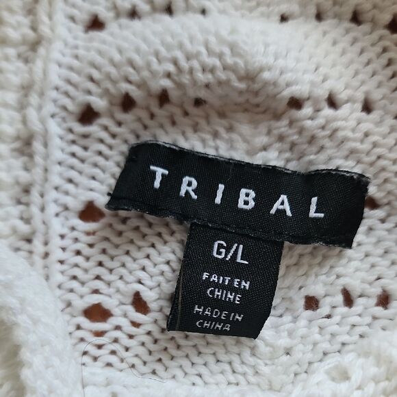 Tribal Cream Knit Sweater- Women's Size Large - Picture 2 of 4